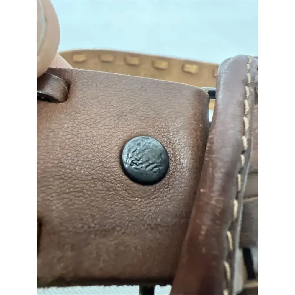 Lucky Brand Belt 32 Leather Belt Braided Leather Buckle Vintage 90s Y2K
